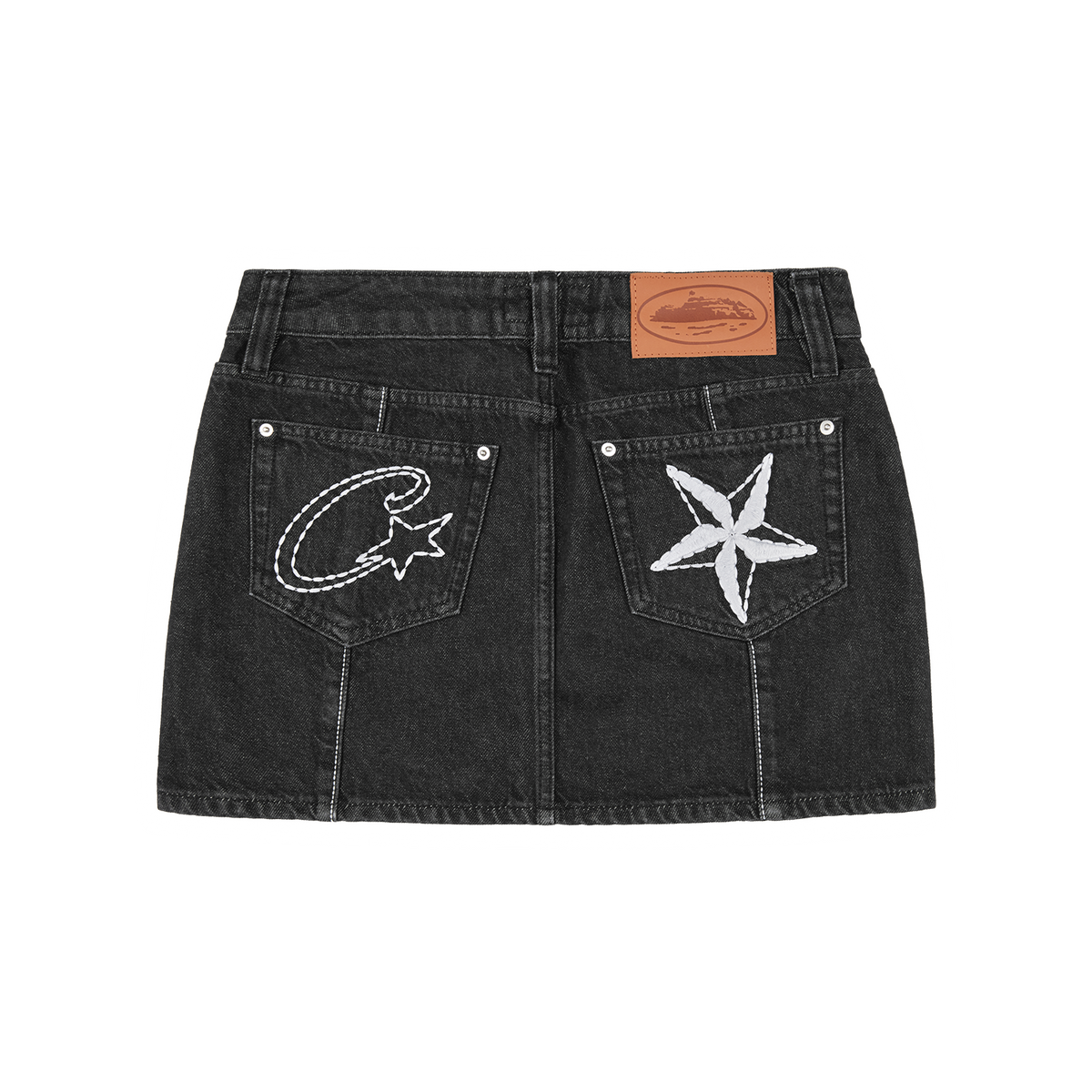 STITCH DOWN DENIM SKIRT [BLACK]