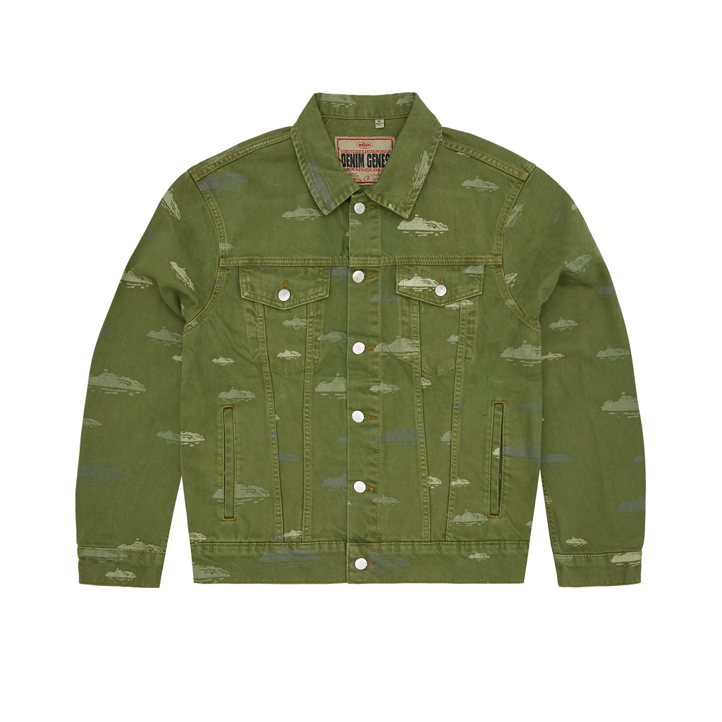 ALCATRAZ PATTERN DENIM JACKET [KHAKI]