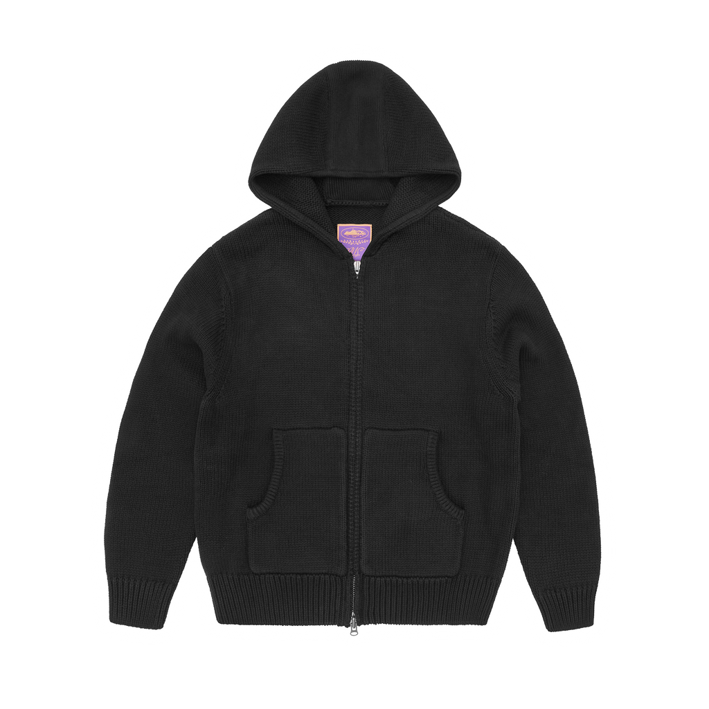 ALCATRAZ HEAVY KNIT ZIP HOODIE [BLACK]