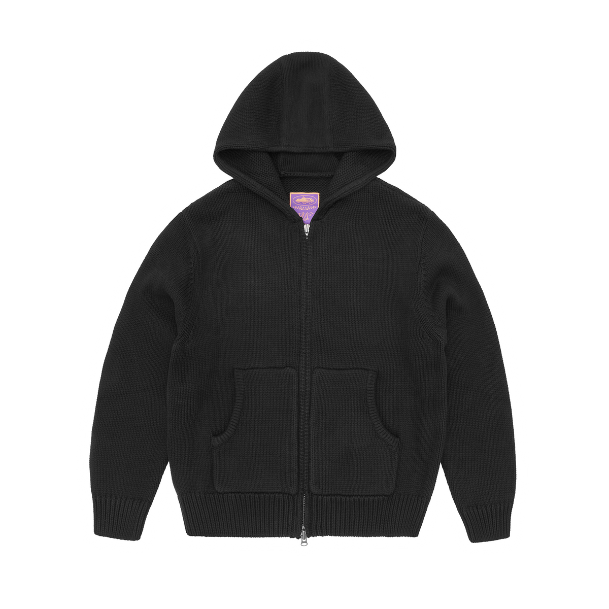 ALCATRAZ HEAVY KNIT ZIP HOODIE [BLACK]