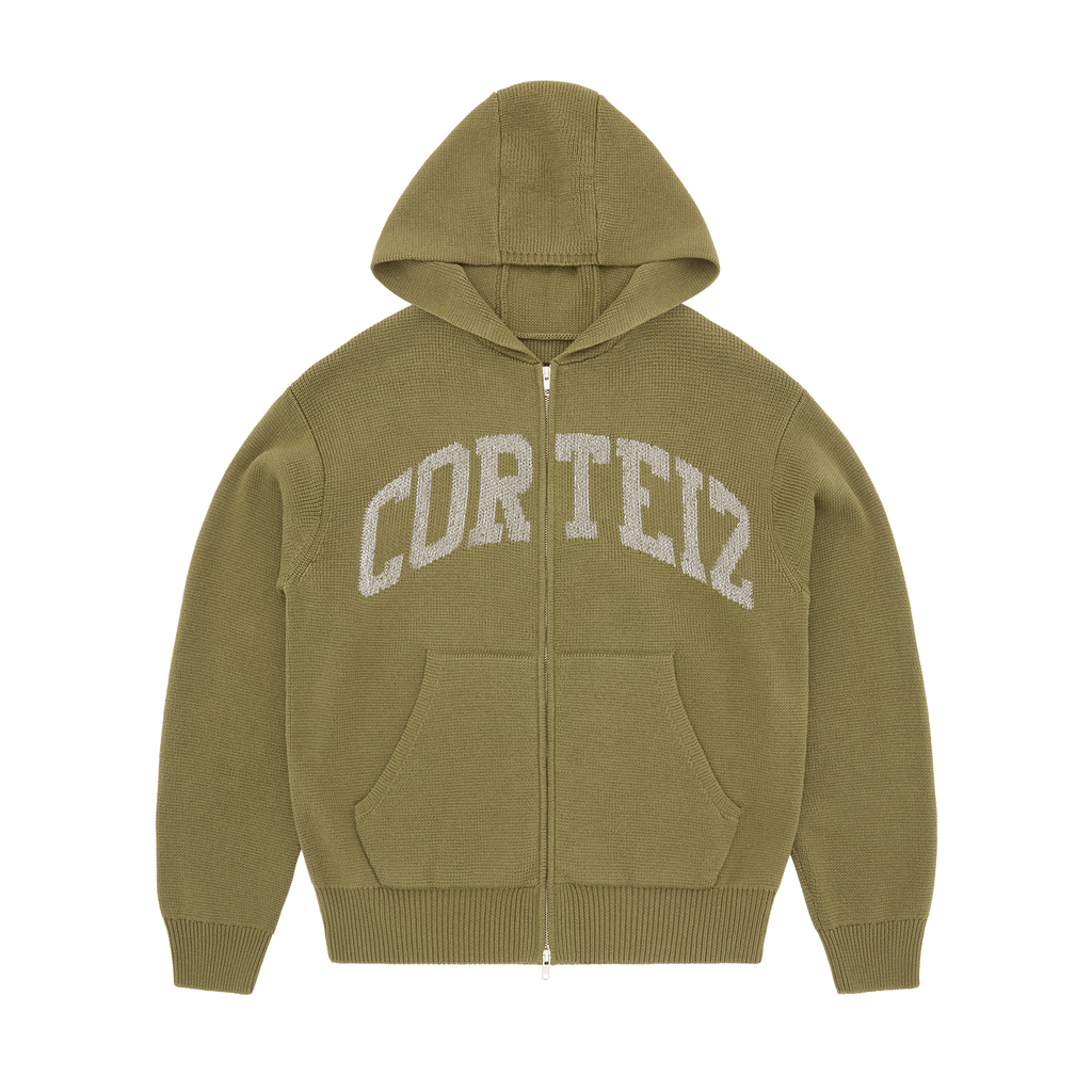 3M COLLEGE KNIT ZIP HOODIE [OLIVE]