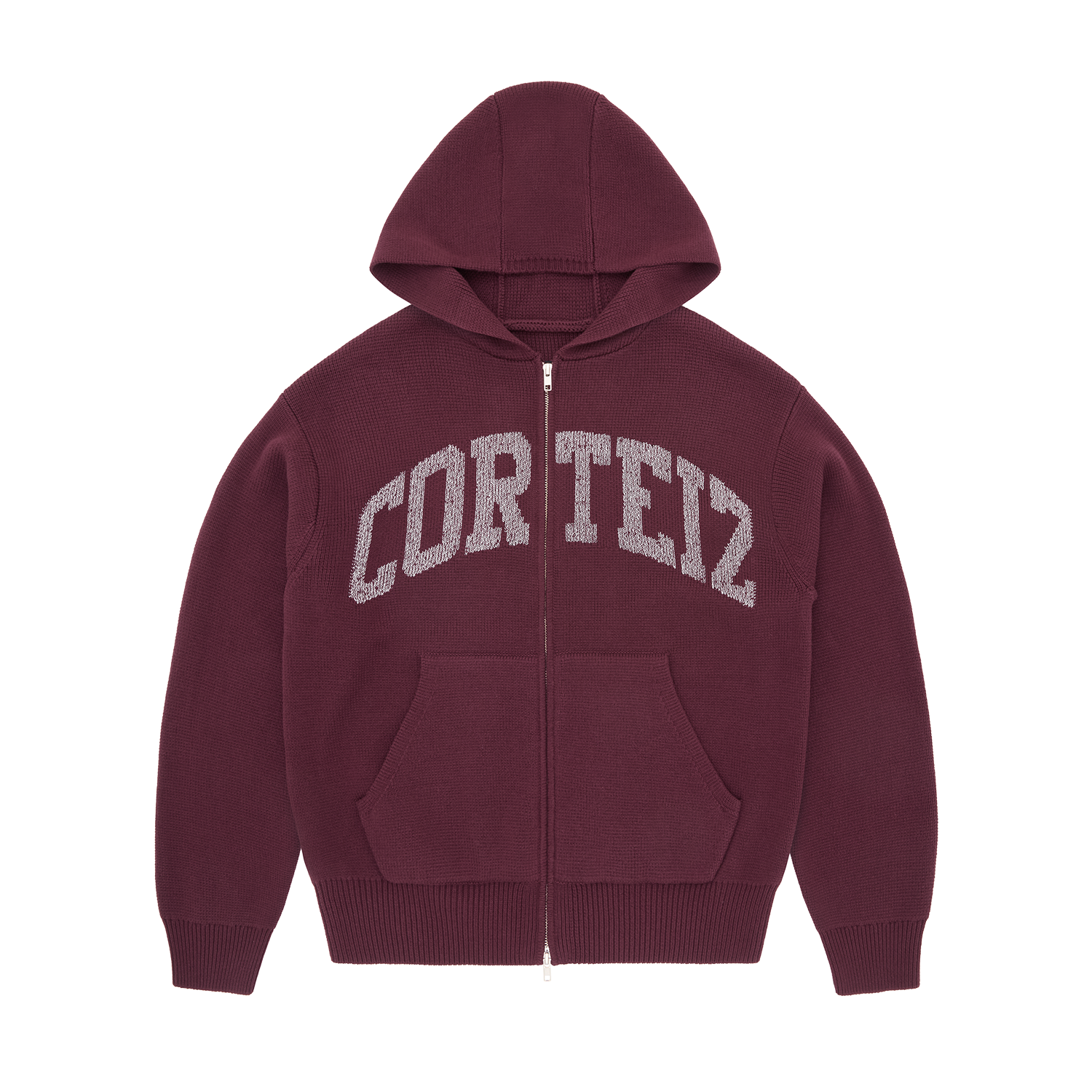 3M COLLEGE KNIT ZIP HOODIE [WINE]