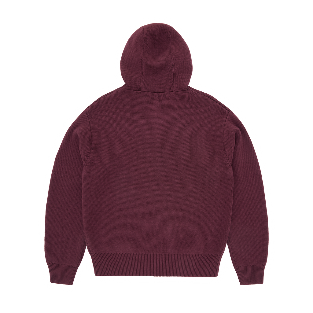 3M COLLEGE KNIT ZIP HOODIE [WINE]