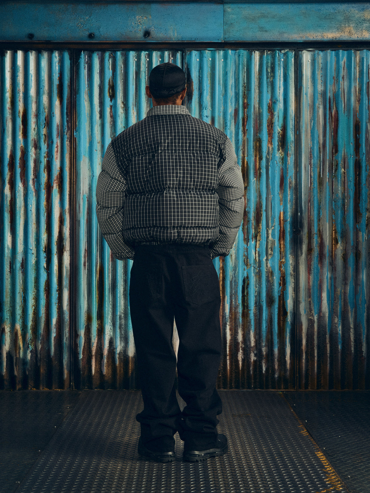 COLLAR BOLO DOWN JACKET [BLACK PLAID]