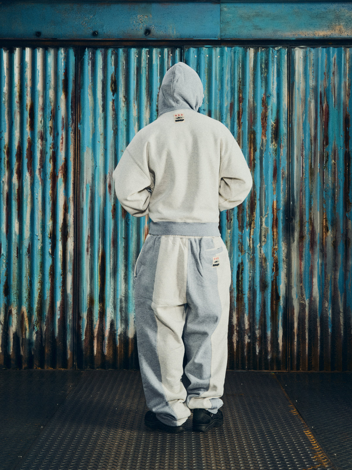HMP CONTRAST PANEL OPEN HEM SWEATPANT [HEATHER GREY]