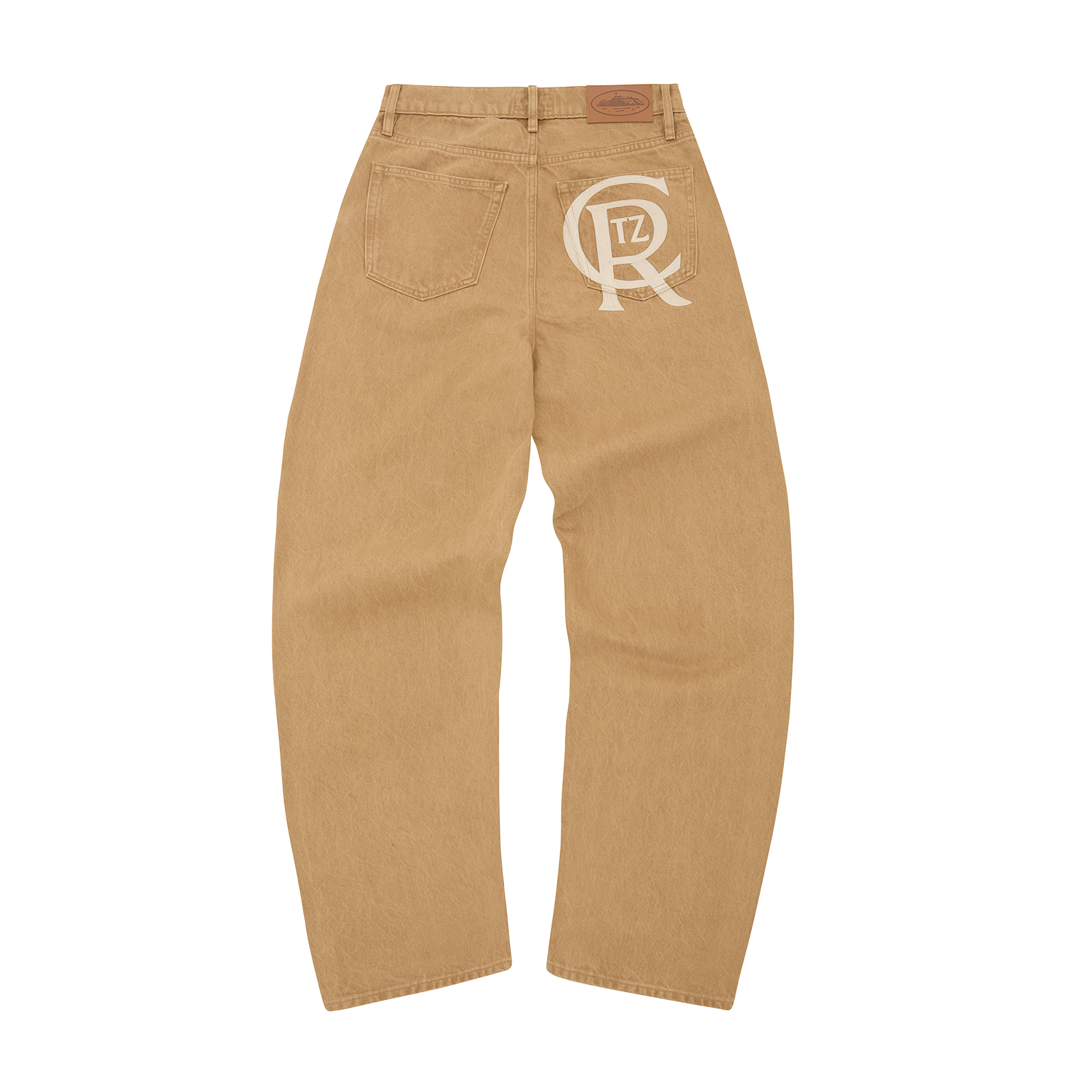 CREST CHAINSTITCH BAGGY JEANS [TAN]