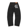 CREST CHAINSTITCH BAGGY JEANS [WASHED BLACK]