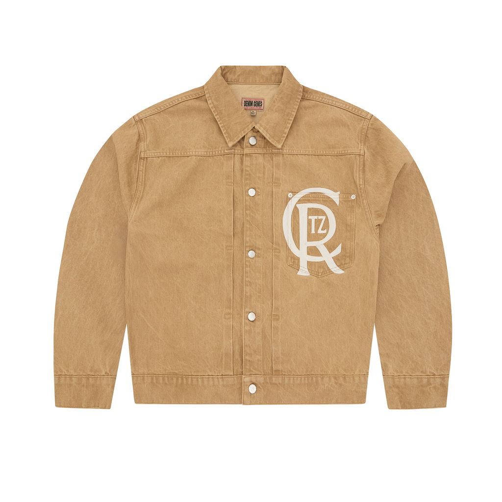 CREST CHAINSTITCH DENIM TRUCKER [TAN]