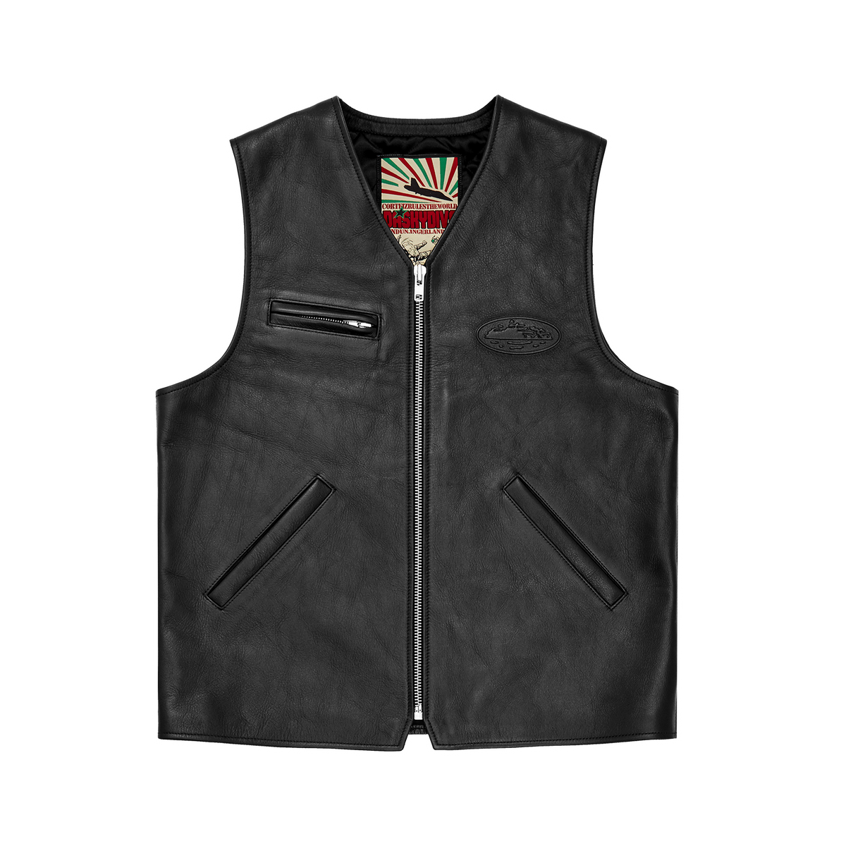 SKYDIVE LEATHER VEST [BLACK]