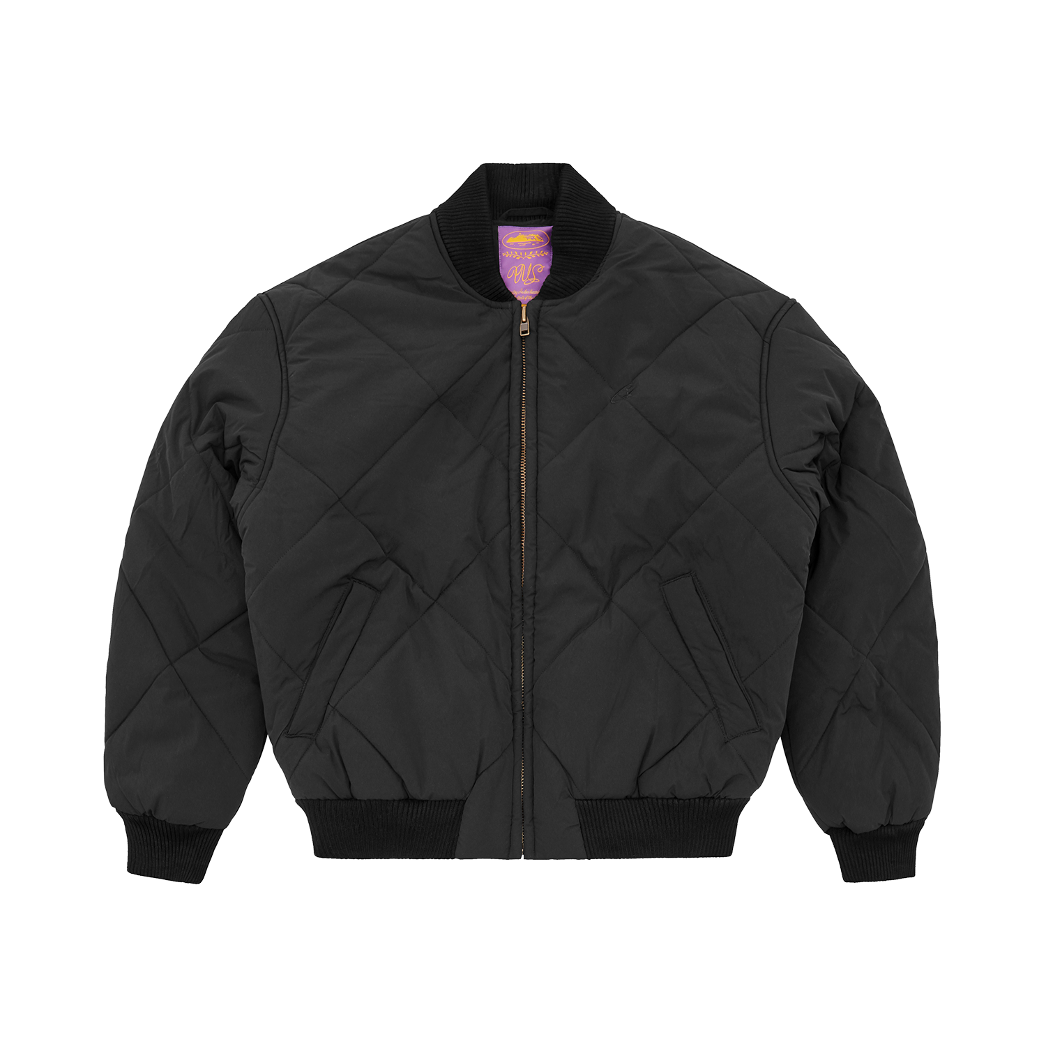 OLDE ENGLISH QUILTED BOMBER JACKET [BLACK]