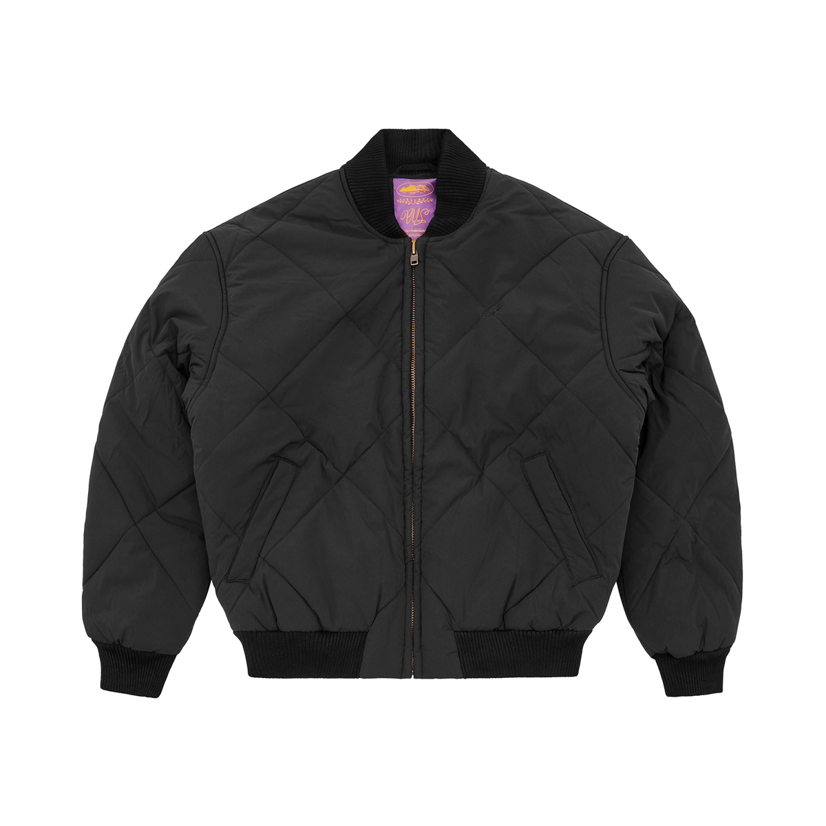 OLDE ENGLISH QUILTED BOMBER JACKET [BLACK]