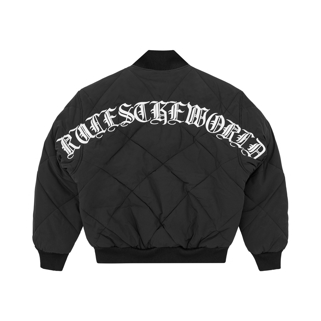 OLDE ENGLISH QUILTED BOMBER JACKET [BLACK]