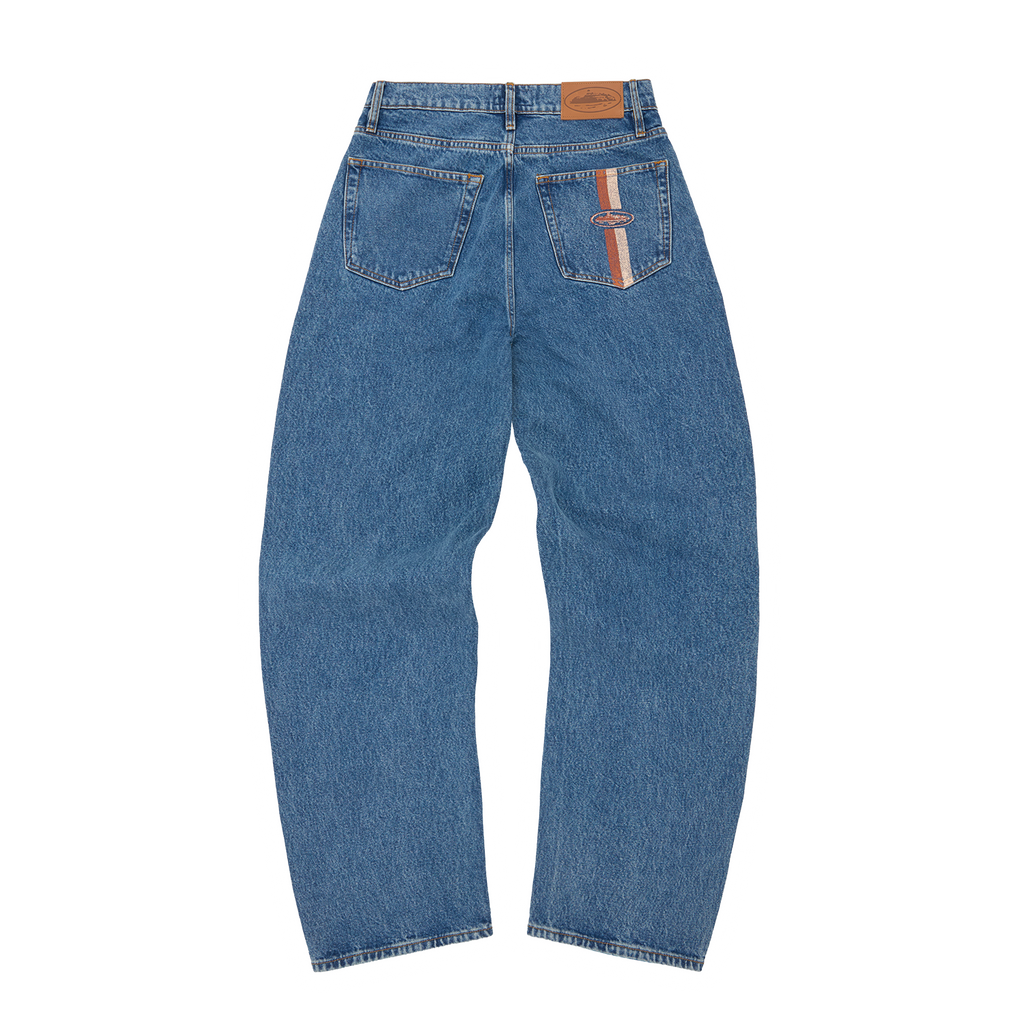 DUAL STRIPE BAGGY JEANS [MIDWASH]