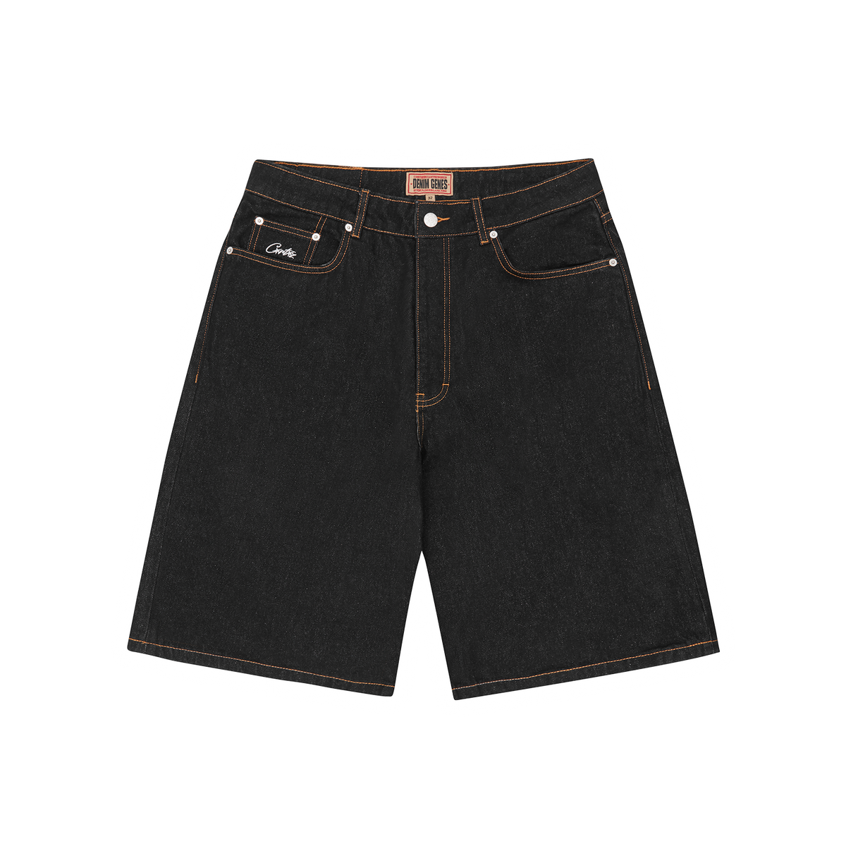 DUAL STRIPE DENIM SHORT [WASHED BLACK]