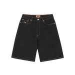 DUAL STRIPE DENIM SHORT [WASHED BLACK]