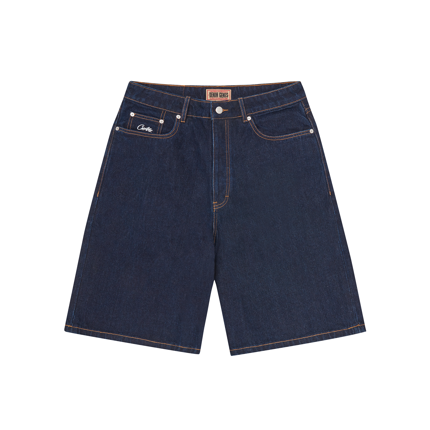 DUAL STRIPE DENIM SHORT [WASHED INDIGO]