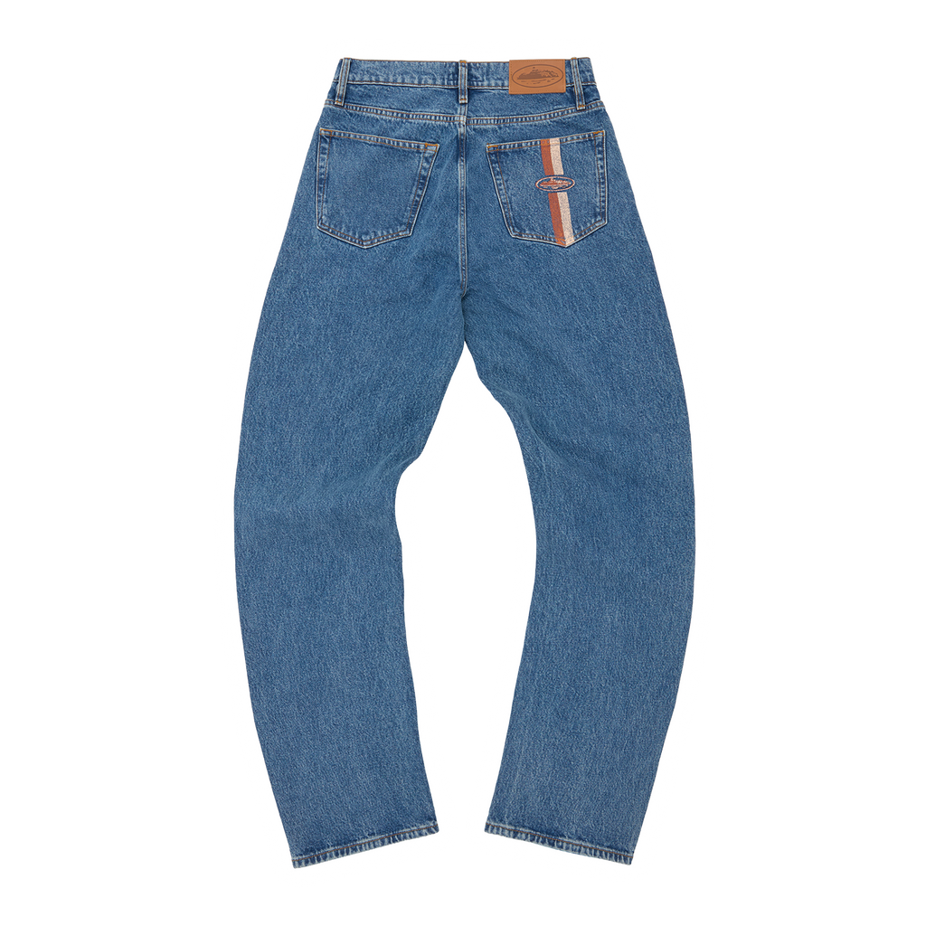 DUAL STRIPE BAGGY JEANS [MIDWASH]