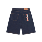 DUAL STRIPE DENIM SHORT [WASHED INDIGO]