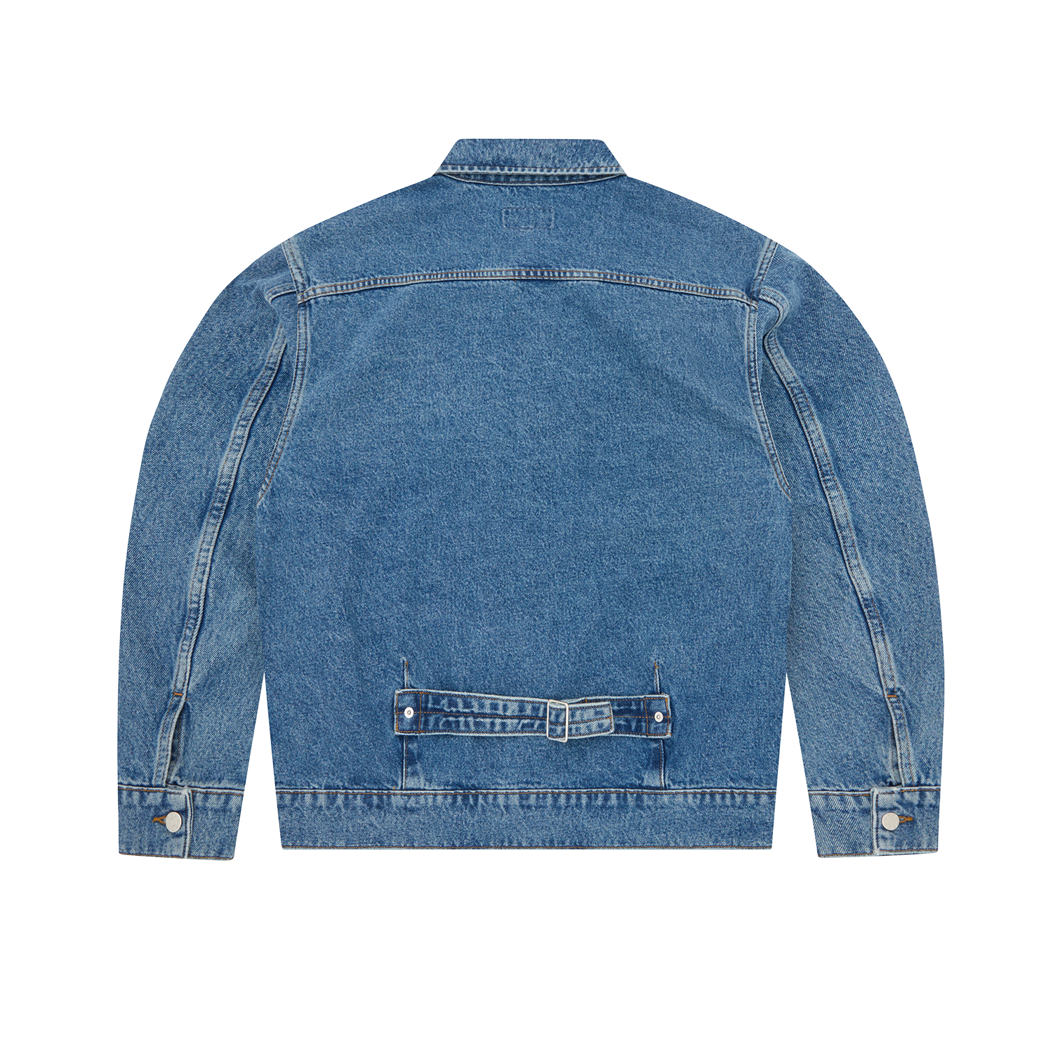 DUAL STRIPE DENIM TRUCKER [MIDWASH]