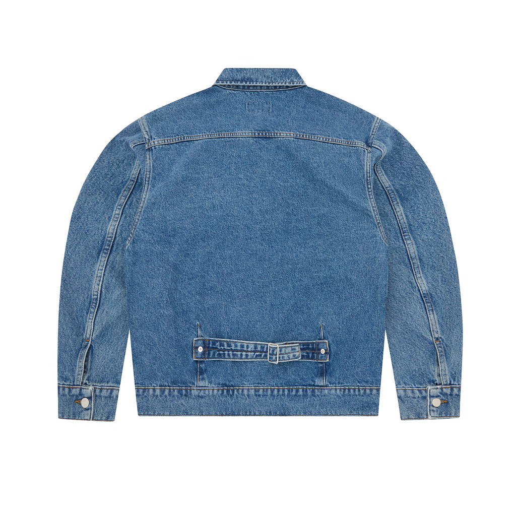 DUAL STRIPE DENIM TRUCKER [MIDWASH]