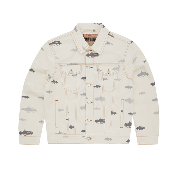 ALCATRAZ PATTERN DENIM JACKET [WHITE]