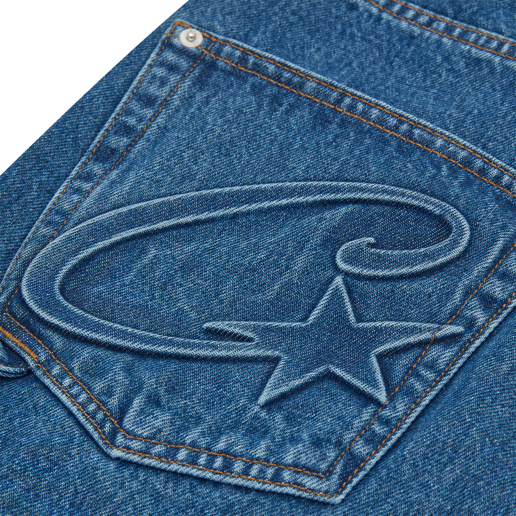 EMBOSSED C-STAR DENIM WORK PANT [BLUE]