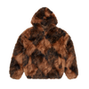 DIAMOND HOODED FUR JACKET [BROWN]