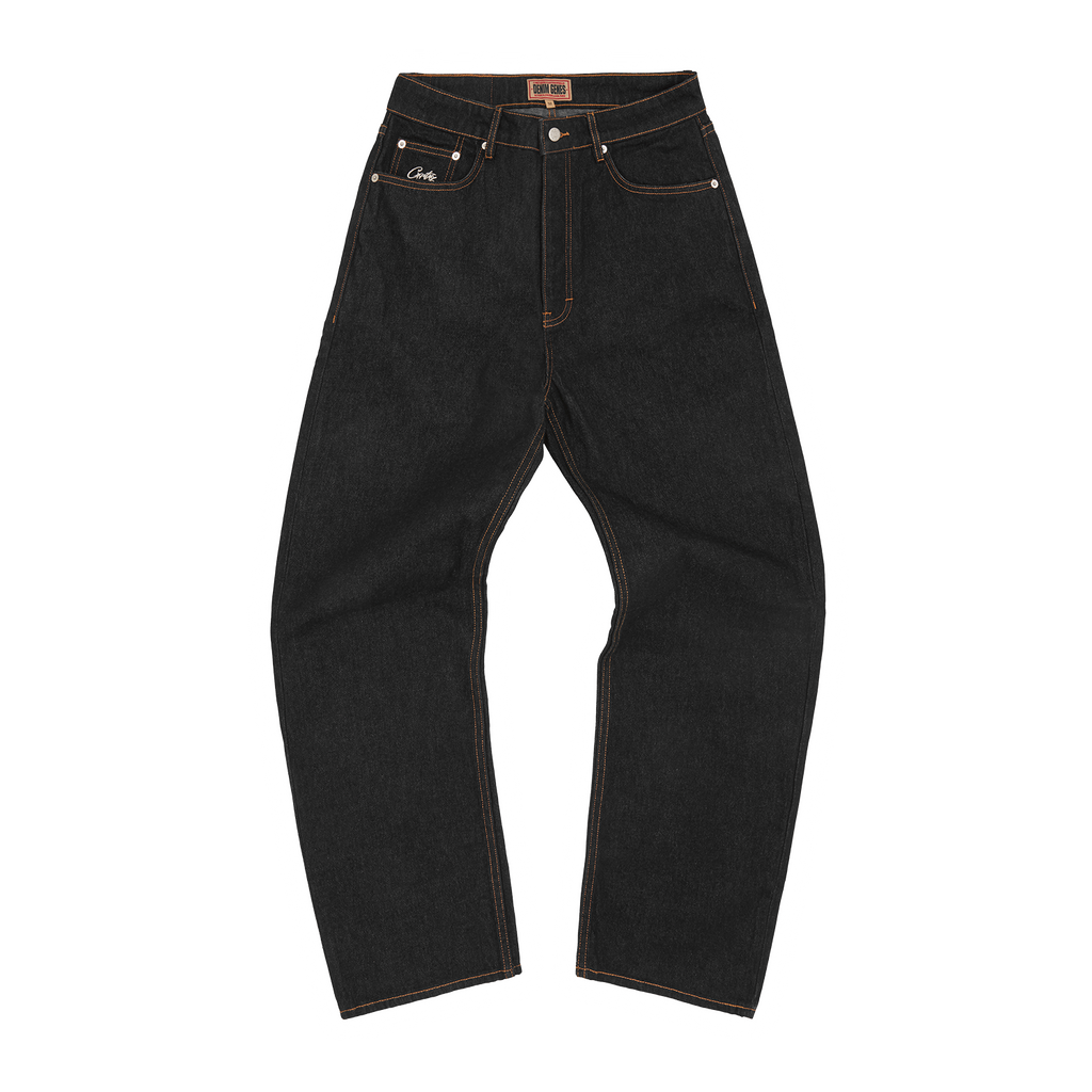 DUAL STRIPE BAGGY JEANS [BLACK WASH]