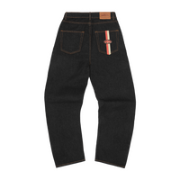DUAL STRIPE BAGGY JEANS [BLACK WASH]