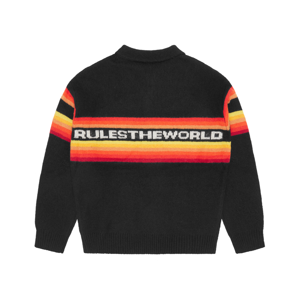 GRADIENT HALF KNIT ZIP PULLOVER [BLACK]