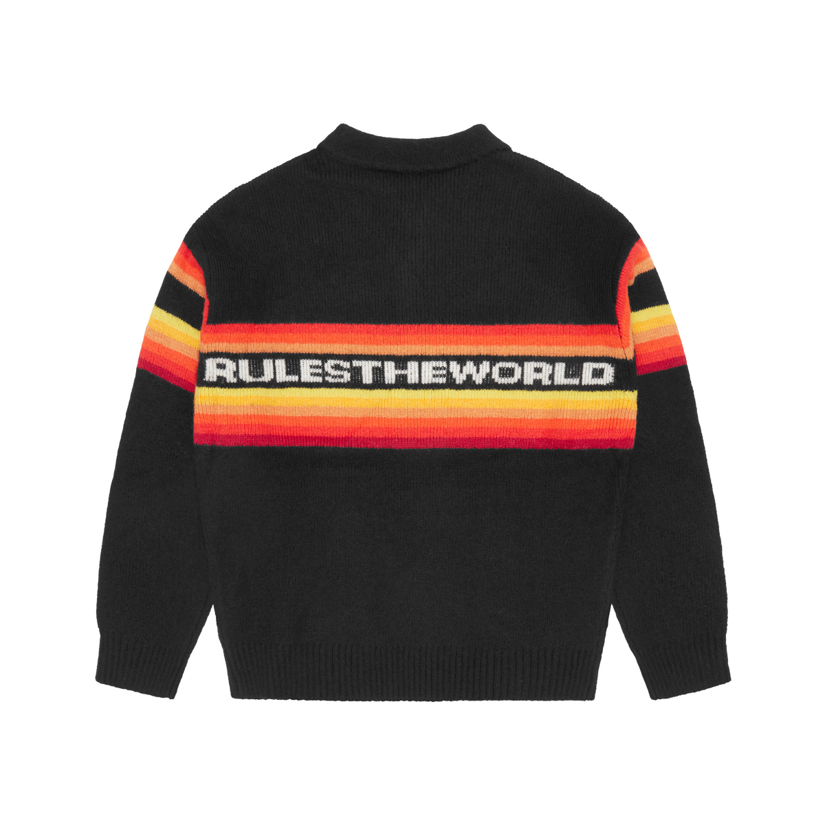 GRADIENT HALF KNIT ZIP PULLOVER [BLACK]