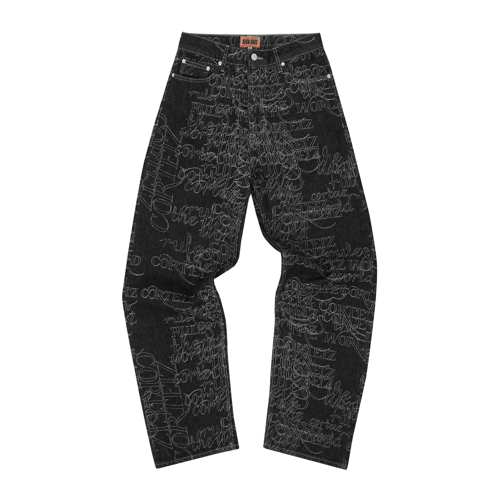 HANDWRITTEN DENIM BAGGY JEANS [BLACK]