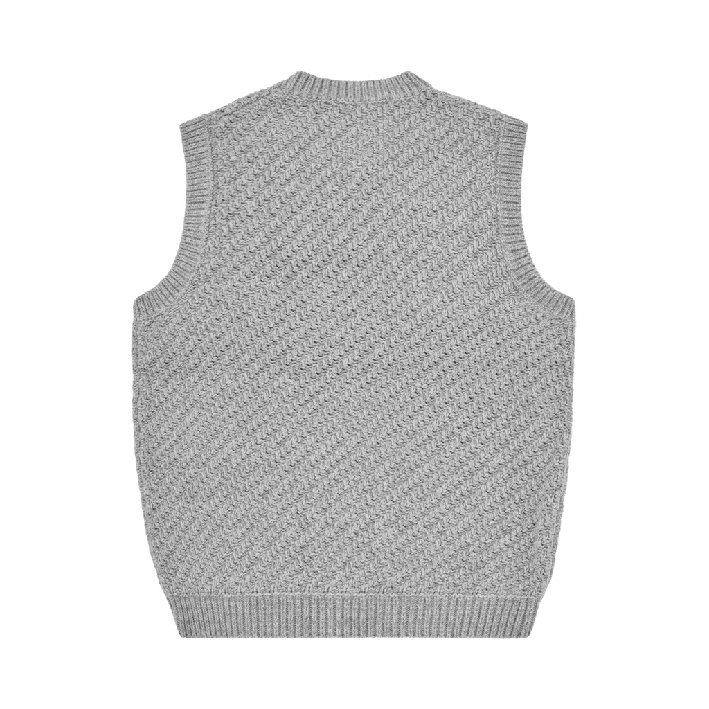 HAND EMBROIDERED KNIT VEST [GREY]