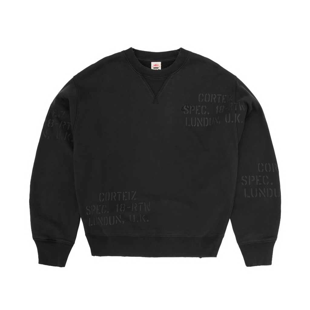 HMP STENCIL CREWNECK [BLACK OVERDYE]