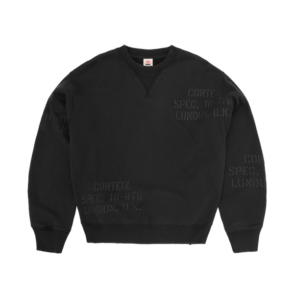 HMP STENCIL CREWNECK [BLACK OVERDYE]