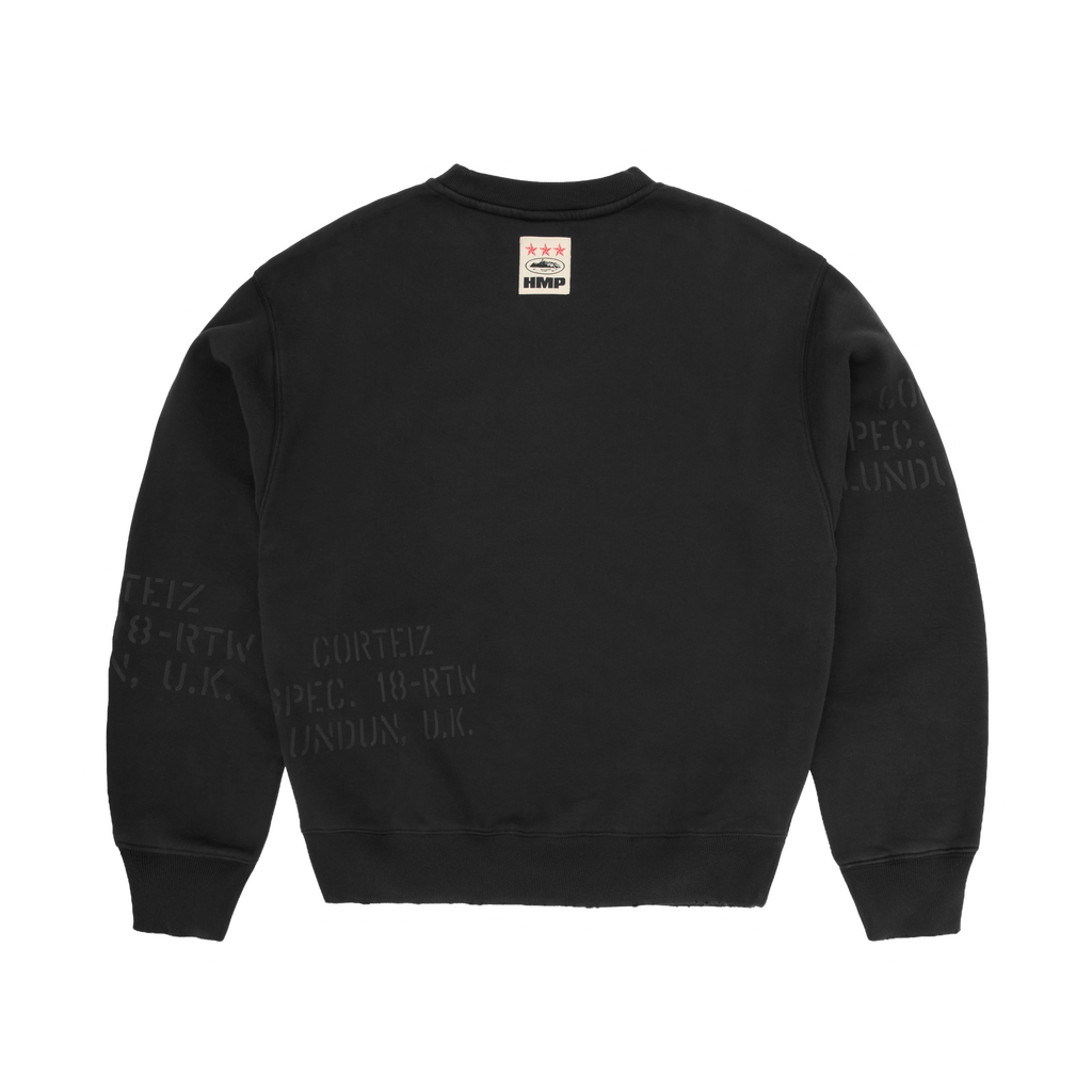 HMP STENCIL CREWNECK [BLACK OVERDYE]
