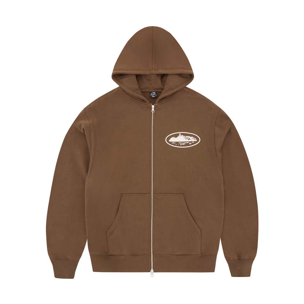 ISLAND PUFF PRINT ZIP HOODIE [BROWN]