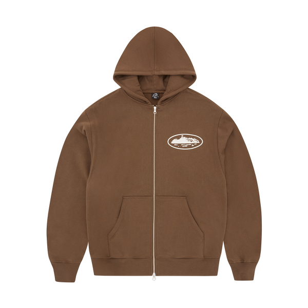 ISLAND PUFF PRINT ZIP HOODIE [BROWN]