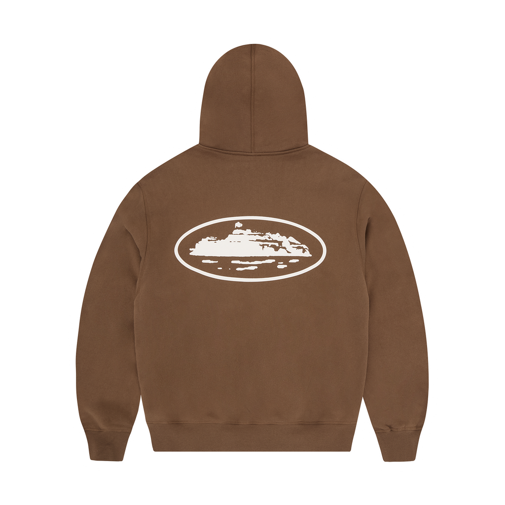 ISLAND PUFF PRINT ZIP HOODIE [BROWN]