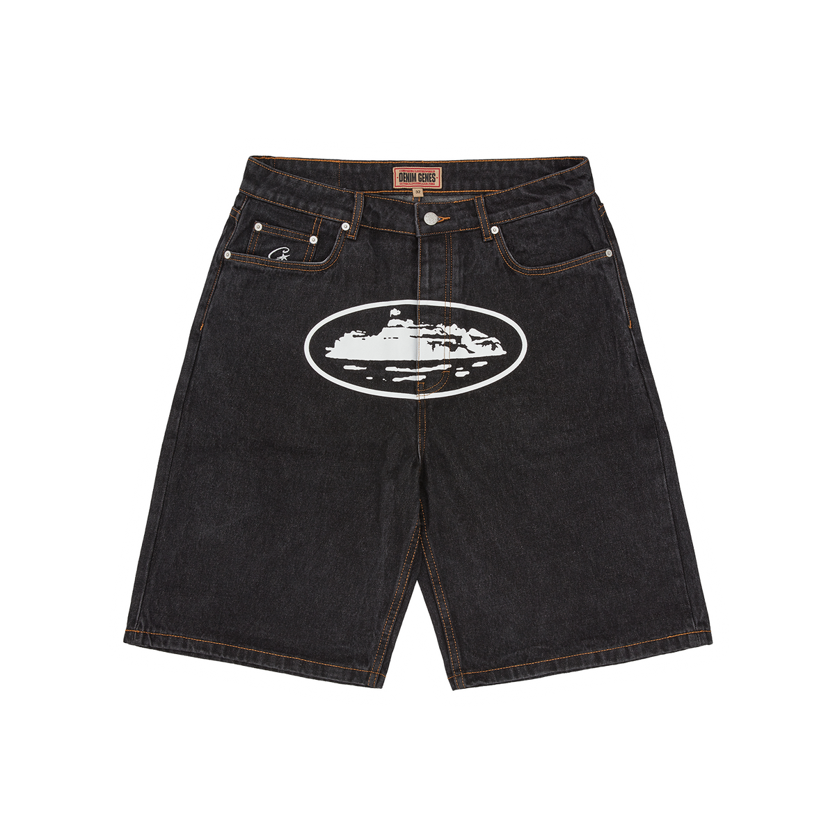 ISLAND BAGGY DENIM SHORT [WASHED BLACK]