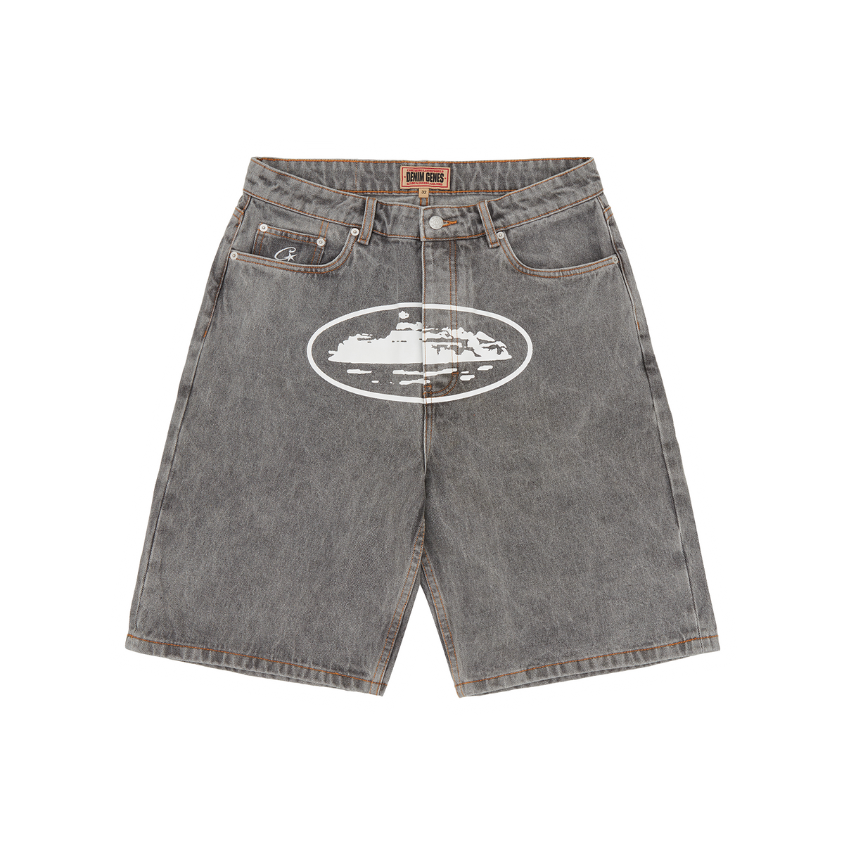 ISLAND BAGGY DENIM SHORT [LIGHT GREY]