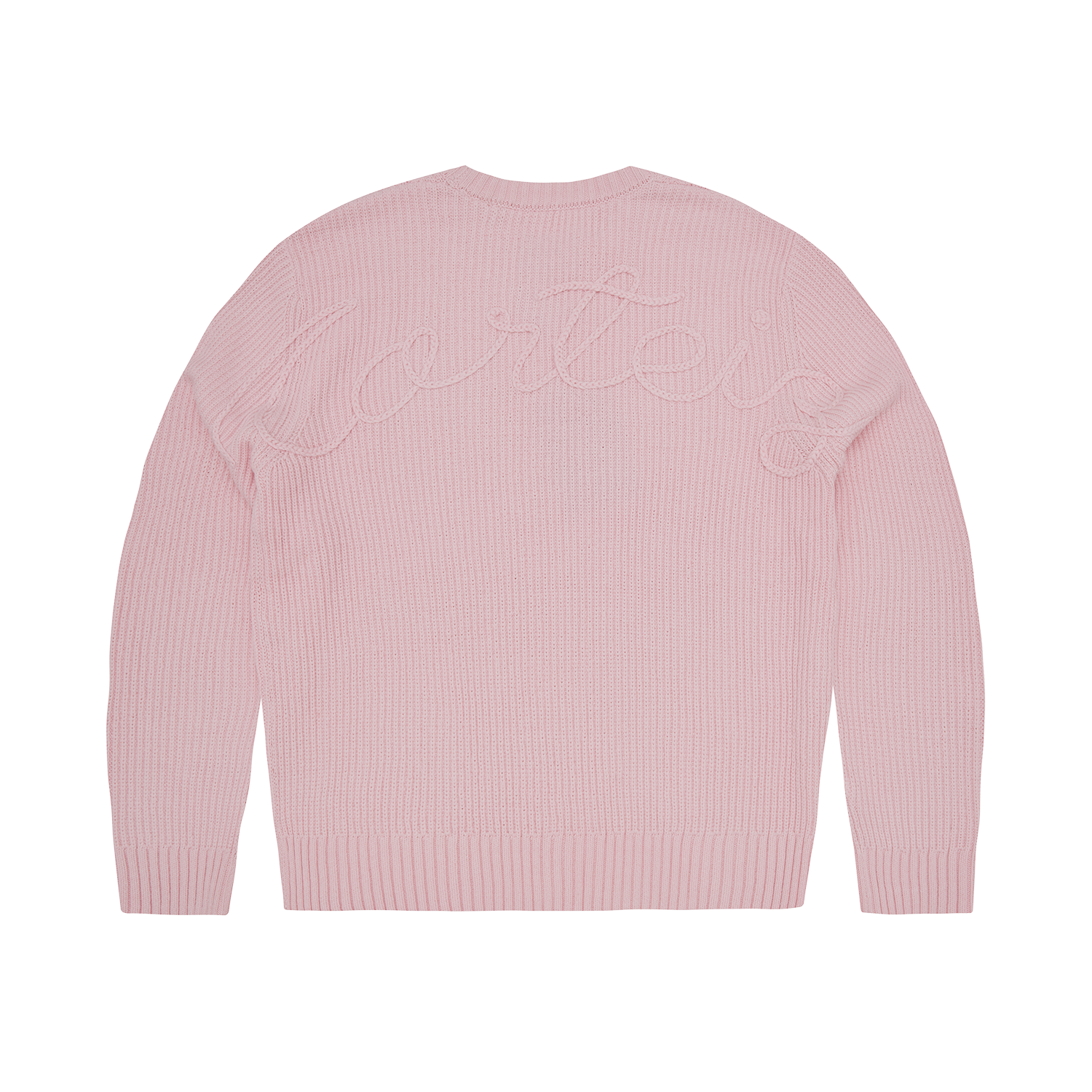 CROCHET APPLIQUE KNIT CREW [PINK]