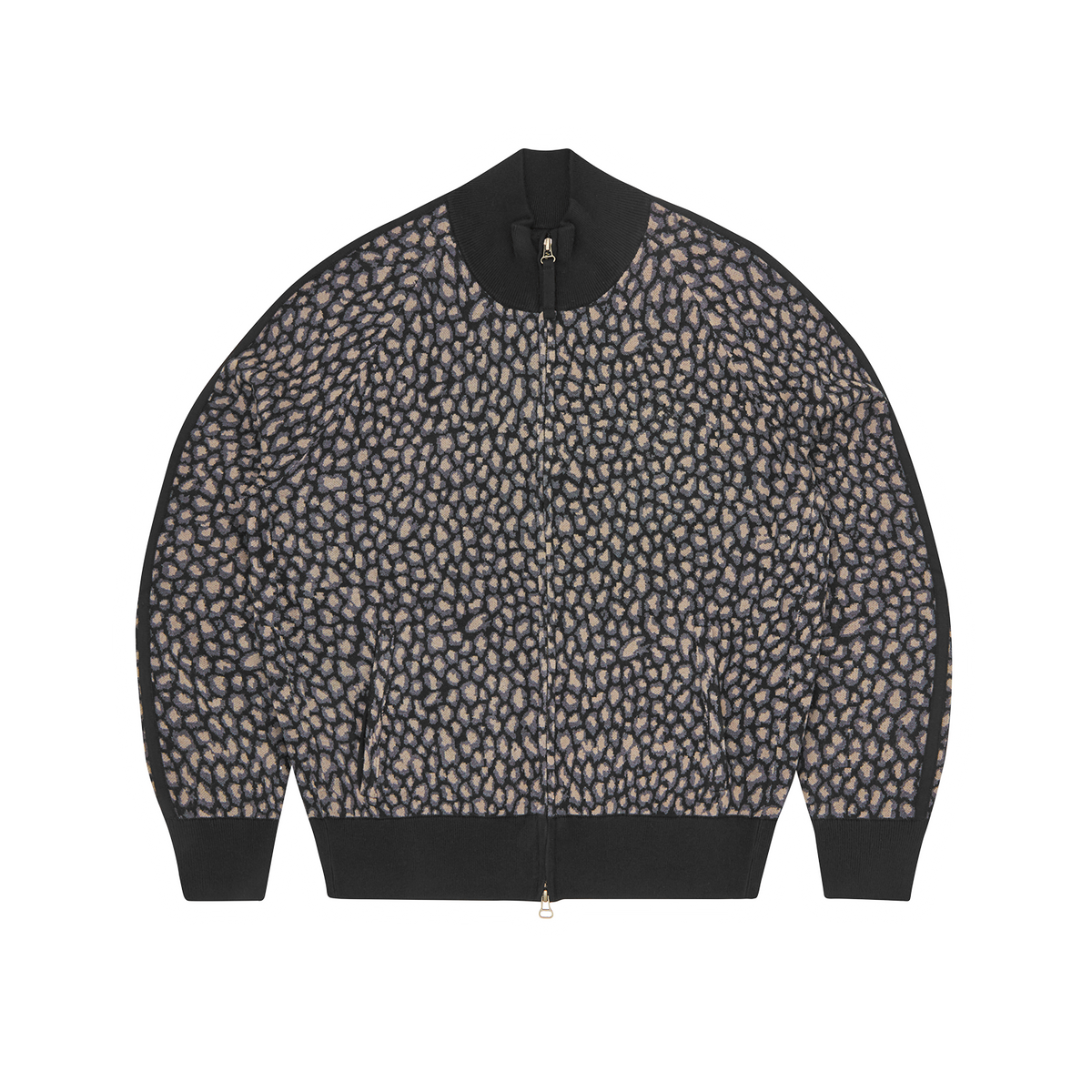 VVS LEOPARD KNIT ZIP UP [BLACK]
