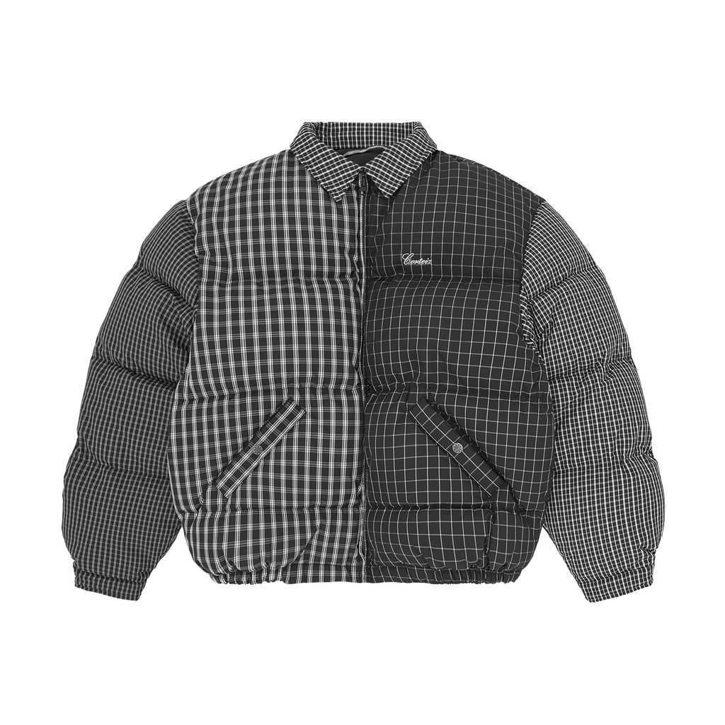 COLLAR BOLO DOWN JACKET [BLACK PLAID]
