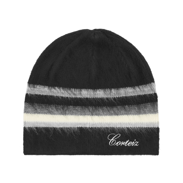 MULTI STRIPE KNIT BEANIE [BLACK]