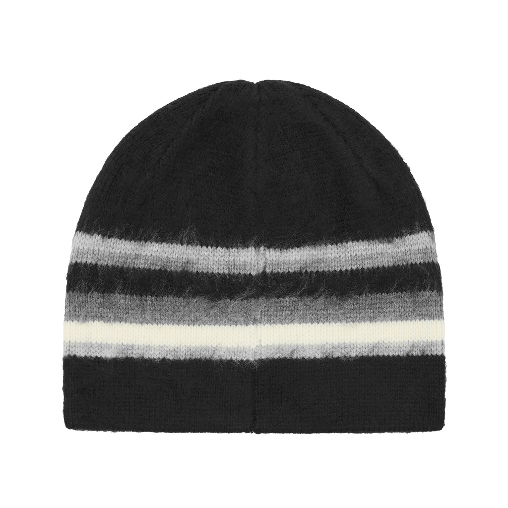 MULTI STRIPE KNIT BEANIE [BLACK]