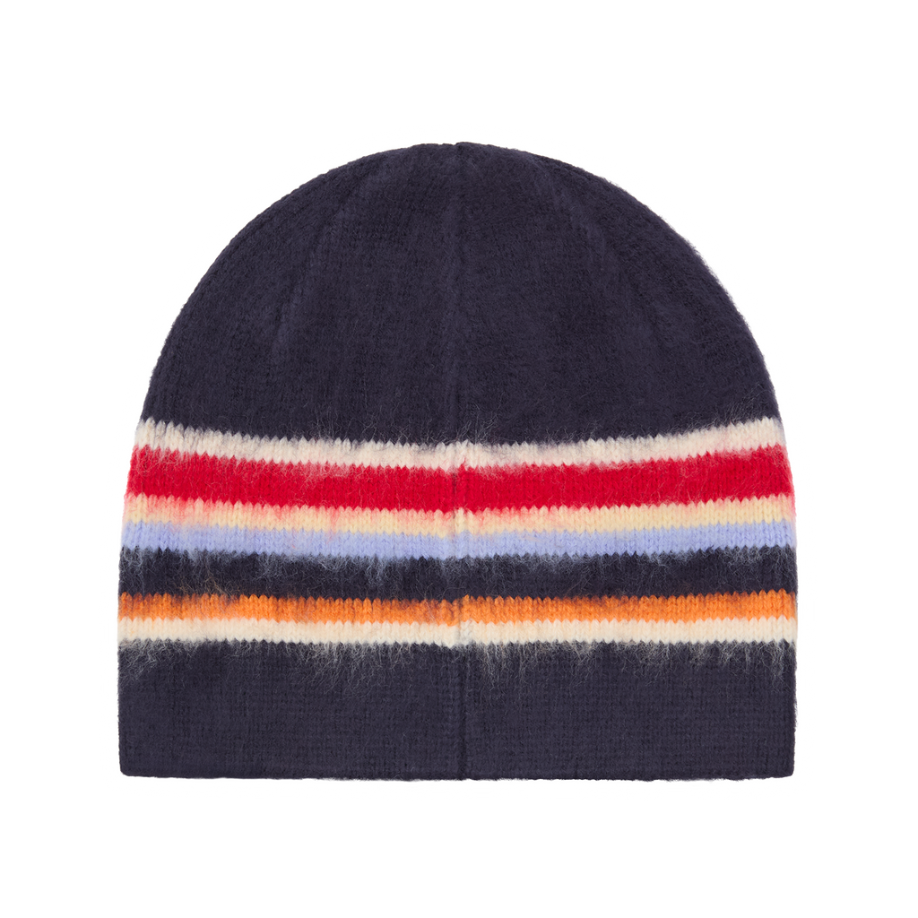 MULTI STRIPE KNIT BEANIE [NAVY]