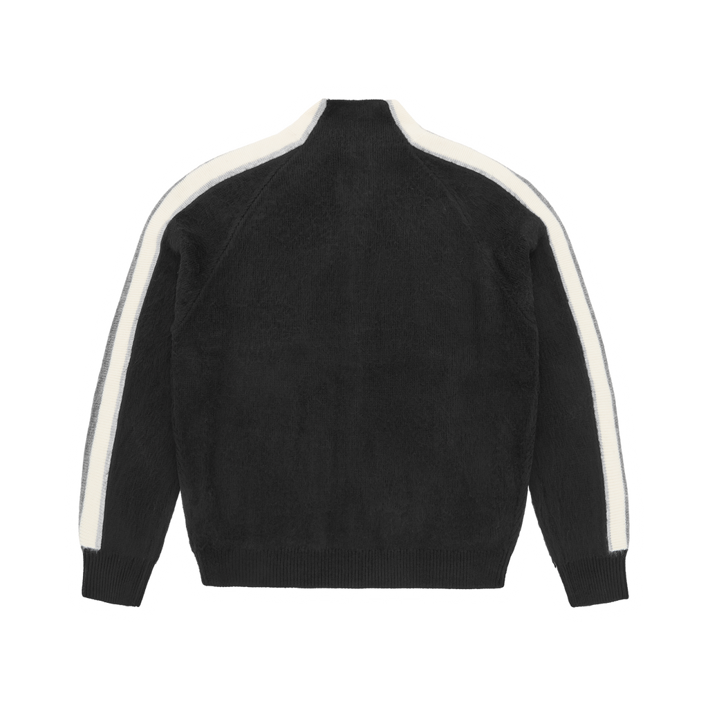 MULTI STRIPE KNIT ZIP UP [BLACK]