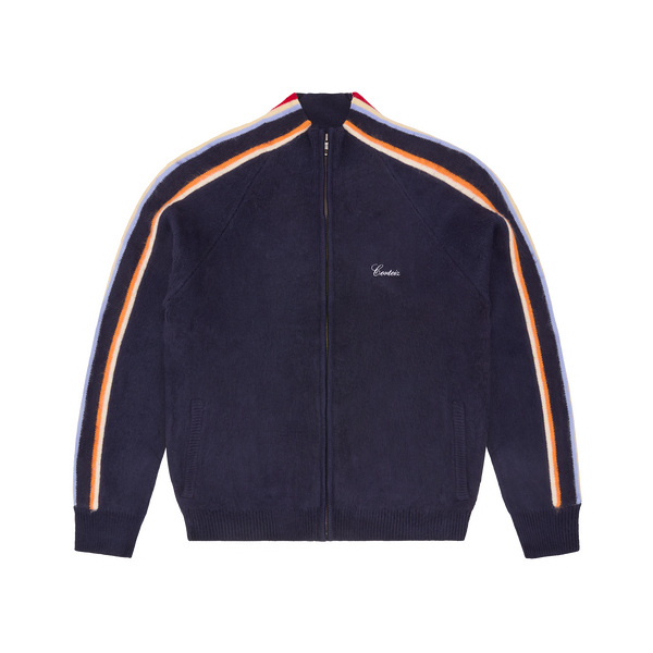 MULTI STRIPE KNIT ZIP UP [NAVY]