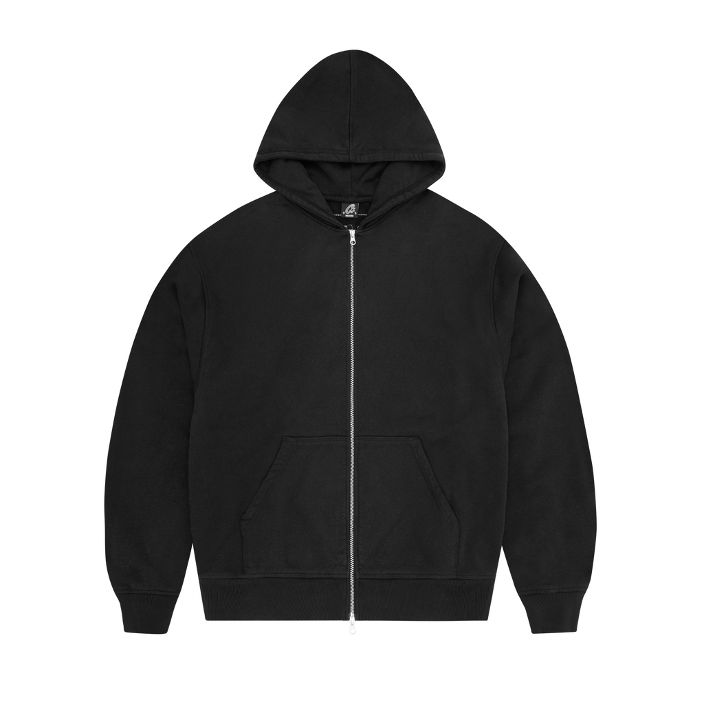 LUNDUN STITCH ZIP HOODIE [TRIPLE BLACK]
